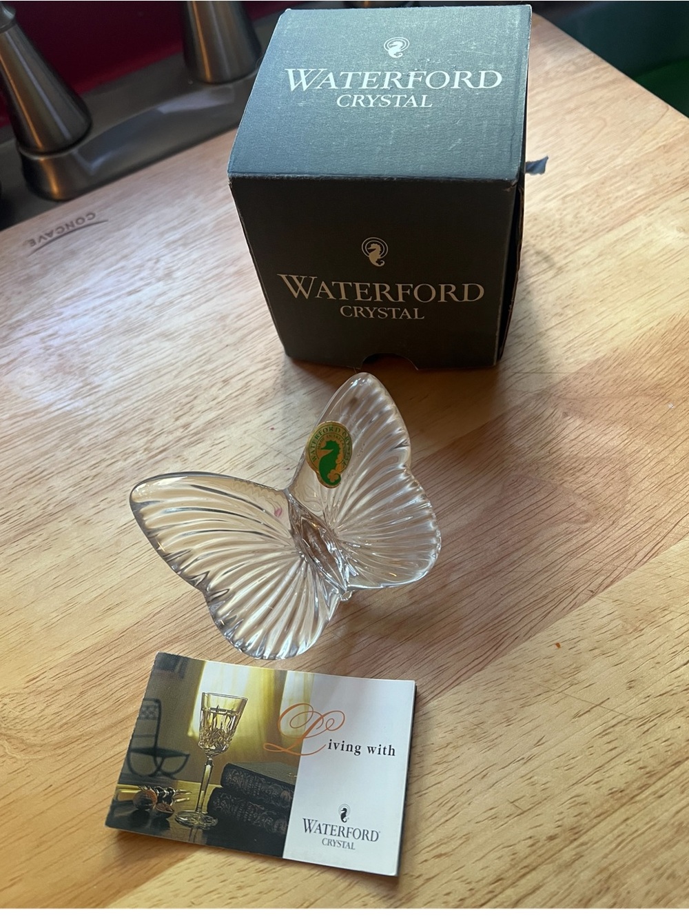 NIB Waterford Crystal Butterfly figurine paperweight.